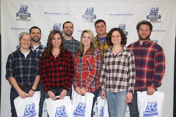 THE SOMO CHIROPRACTIC TEAM placed third in the 13th annual Trivia Night to benefit Grizzly Athletics at Missouri State University-West Plains. Team members included, front row from left, Aubrey Johnson, Stephanie Johnson, Susie Ray and Julie Hart; back row: Clay Johnson, Chase Johnson, Paul Hoover and Trenton Eades.  (Missouri State-West Plains Photo)