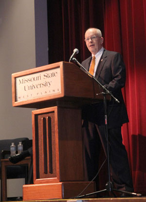 Missouri State University System President Clif Smart gives the State of the University address. (Missouri State-West Plains Photo)