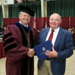 LAUREL THOMPSON, right, West Plains, received an honorary Associate of Science degree at the 2016 commencement ceremony. Nominations are now being accepted for the 2017 recipient. Call 417-255-7240 for more information. (Missouri State-West Plains Photo)