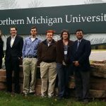 FACULTY AND STUDENTS from the Department of Geosciences at Missouri State University-West Plains recently attended the 2016 annual meeting of the American Association of Geographers-West Lakes Division (AAG-WLD) at Northern Michigan University in Marquette. From left are students Ana Protsenko, Willow Springs, Jacob Hollback, West Plains, Michael Wright, Thayer, and Michael Pilcher, West Plains; per course faculty member Mary Ann Davis; and Assistant Professor of Geosciences Dr. Rajiv Thakur. (Photo provided)