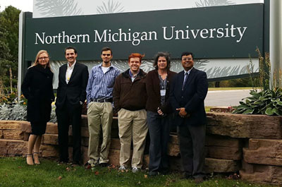 FACULTY AND STUDENTS from the Department of Geosciences at Missouri State University-West Plains recently attended the 2016 annual meeting of the American Association of Geographers-West Lakes Division (AAG-WLD) at Northern Michigan University in Marquette. From left are students Ana Protsenko, Willow Springs, Jacob Hollback, West Plains, Michael Wright, Thayer, and Michael Pilcher, West Plains; per course faculty member Mary Ann Davis; and Assistant Professor of Geosciences Dr. Rajiv Thakur. (Photo provided)
