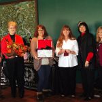 THREE WOMEN from West Plains were winners of giveaways at the “Red Carpet Event” fashion show and luncheon Friday, Nov. 9, presented by The Kloz Klozet and Cottage Flowers & Interiors to benefit the Garnett Library at Missouri State University-West Plains. From left are Kristi Dake, owner of Cottage Flowers & Interiors; Anita Stevens, winner of the Cottage Flowers & Interiors giveaway; Teri Townsend, winner of the giveaway offered by both Cottage Flowers and The Kloz Klozet; Sandra Reed, winner of The Kloz Klozet giveaway; Florence James, owner of The Kloz Klozet; and Garnett Library Director of Library Services Sylvia Kuhlmeier. The event was sponsored by Friends of the Garnett Library. (Missouri State/West Plains Photo)