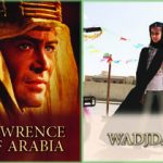 Movie posters of the films that will be shown during this year's film series. They include Aladdin, Lawrence of Arabia, Wadjda and The Kite Runner.