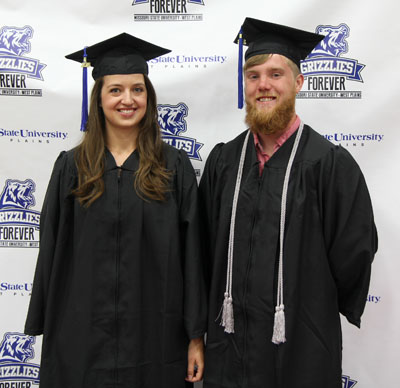 SCARLETT BICE, Drury, and Sean Gillette, Seymour, graduated with their Associate of Arts in General Studies degree from Missouri State University-West Plains May 14 after attending classes at the university’s Shannon Hall facility in Mountain Grove. The university’s Mountain Grove campus gives students in that area the opportunity to pursue a college education closer to home. (Missouri State-West Plains Photo)