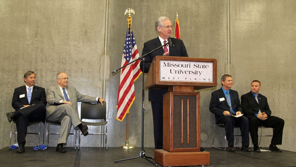 Governor Jay Nixon speaking at the Missouri State University-West Plains' 50th Anniversary Celebration.