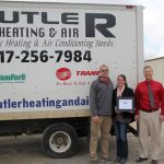 BUTLER HEATING AND AIR is one of the “Grizzly Givers” for this year’s Missouri State University-West Plains’ “True Blue” Annual Auction, set for April 10 at the West Plains Civic Center. Doors will open at 5:30 p.m., and auction activities will get underway at 6. Tickets are $35 per person, or $350 will reserve table seating and tickets for eight, organizers said. Tickets can be purchased by calling 417-255-7240 or emailing WPDevelopment@MissouriState.edu. With “True Blue” as this year’s theme, guests are being asked to wear blue. From left are Butler Heating and Air owners Jeff and Becky Butler, Missouri State-West Plains Director of Development Joe Kammerer, and Development Events Coordinator Eryn Walters. (Missouri State-West Plains Photo)
