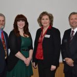 AMBER CARR, second from left, a May 2011 graduate of Missouri State University-West Plains and a senior broadcast journalism major at Missouri State-Springfield, was one of six students who received the 2012 Citizen Scholar Award presented today, Dec. 14, by the Missouri State University Board of Governors. The award, established in fall 2007, is given annually to students “who exemplify the concept of a citizen scholar,” university officials said. With Carr above are Dr. Gary Phillips, left, associate professor of communications at the West Plains campus and one of Carr’s nominators; Carr’s mother Judy Carr, associate professor of psychology/sociology at the West Plains campus; and Missouri State-West Plains Chancellor Drew Bennett. (Missouri State-West Plains Photo)