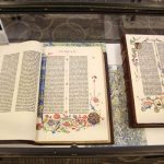 THIS FACSIMILE OF THE GUTENBERG Bible is one of several pieces of “The Art of the Printed Book Through the Centuries” exhibit now on display at the Garnett Library on the Missouri State University-West Plains campus. The traveling exhibit, which features pieces from the collection at The St. Louis Mercantile Library, was brought to campus through The Missouri Center for the Book with funding from the National Endowment for the Arts. (Missouri State-West Plains Photo)