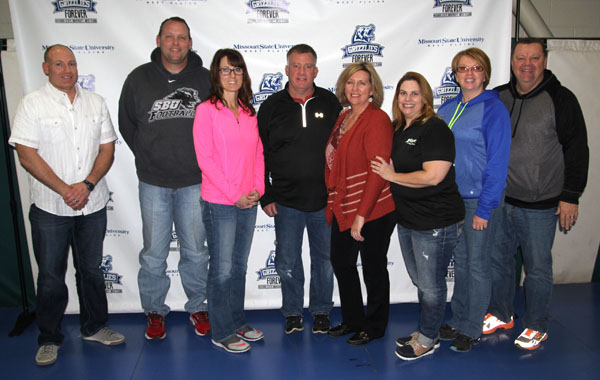 THE “SCIENCE WING NUTS” team took second place in the 14th annual Trivia Night contest benefitting Missouri State University-West Plains Grizzly Athletics Jan. 28 at the West Plains Civic Center. From left are team members Tom Cooper, Lenny Eagleman, Natalie Brazeal, Kevin Antrim, Donna Antrim, Sheila Decker, Jennifer Randolph and Jack Randolph. (Missouri State-West Plains Photo)