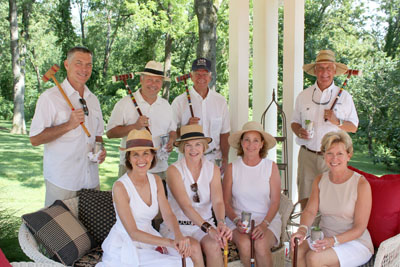 FOOD, FUN AND FELLOWSHIP are guaranteed for the highest bidder on a croquet party hosted by Drew and Elizabeth Bennett at the “Red, White and True Blue” annual auction April 7 at the Student Recreation Center on the Missouri State University-West Plains campus. Participants at last year’s party include, seated from left, Shawn Marhefka, Elizabeth Bennett, Vickie Shaw, all of West Plains, and Beth Carter, Mountain Home, Ark. Standing: Tom Marhefka, Drew Bennett, Steve Shaw, all of West Plains, and T.C. Carter, Mountain Home, Ark. (Photo provided)