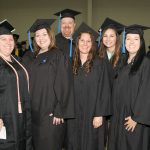 THESE STUDENTS in Missouri State University-West Plains’ Associate of Science in Nursing (ASN) degree program were all smiles before the 2017 commencement ceremony in May, during which the program graduated its 1,000th student. From left are ASN graduates Kayla Trail, Dora; Rebecca Brockelbank and Carlton Patillo, both of West Plains; Donna Green, Willow Springs; Hannah Brewer, Myrtle; Hailey Shinberger, West Plains; and Erika Chitwood, Winona. (Missouri State-West Plains Photo)