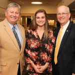 MICAELA WIEHE, center, West Plains, a May 2016 graduate of Missouri State University-West Plains and a senior at Missouri State-Springfield, was one of six students who received the 2017-18 Citizen Scholar Award presented Thursday, Dec. 14, by the Missouri State University Board of Governors. The award, established in fall 2007, is given annually to students “who exemplify the concept of a citizen scholar,” university officials said. With Wiehe above are Missouri State-West Plains Chancellor Drew Bennett, left, and Missouri State University System President Clif Smart. (Missouri State-West Plains Photo)