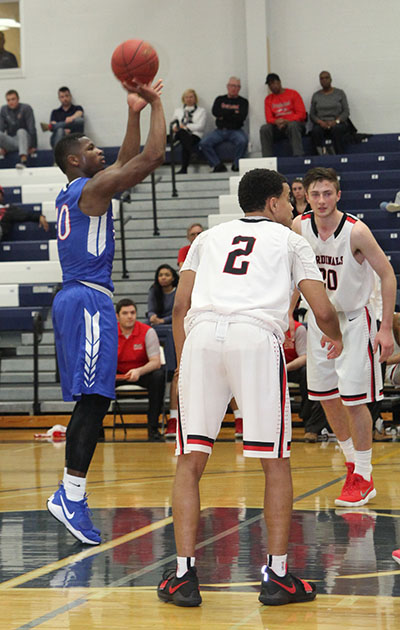 GRIZZLY RADSHAD DAVIS shoots one of his eight free throw attempts during Saturday's Region 16 Championship game. (Missouri State-West Plains Photo)