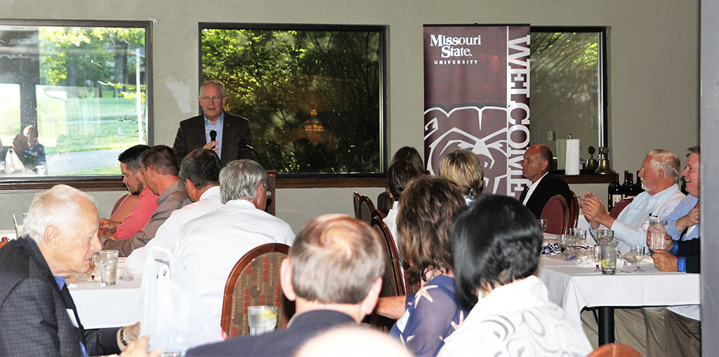 Missouri State University System President Clif Smart speaks to the crowd attending the 2017 Bears United event.