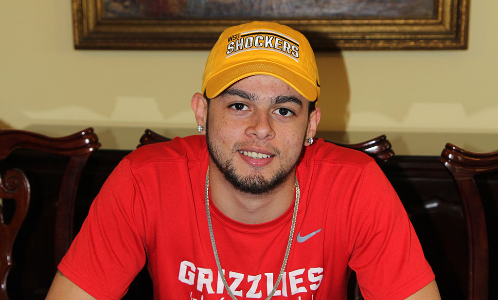 RICKY TORRES, a 6-foot, 3-inch point guard with the Missouri State University-West Plains Grizzly Basketball team, made his verbal commitment to Wichita State University official today, April 30, when he signed a national letter of intent to join the Shockers this fall. (Missouri State-West Plains Photo)