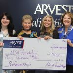 From left are Missouri State-West Plains Assistant Director of Development Amber Carr, Arvest Bank Market President Joyce James and Branch Sales Manager Andrea Crews, and Missouri State-West Plains Chancellor Shirley Lawler. (Missouri State-West Plains Photo)