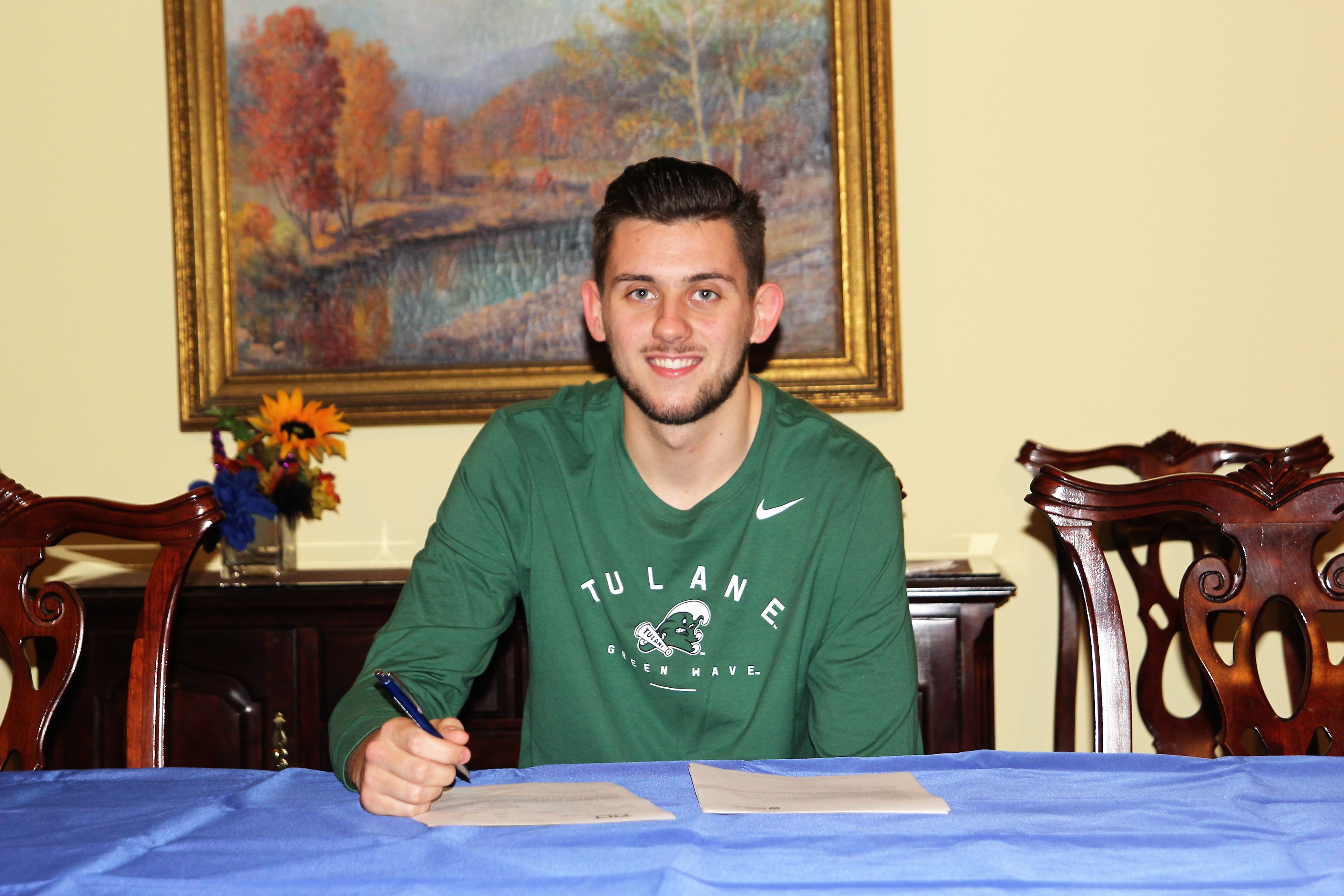 HENRI LANGTON, a 6-foot, 11-inch transfer forward with the Missouri State University-West Plains Grizzly Basketball team, signed an official letter of intent to continue his collegiate basketball career at Tulane University beginning this fall. (Missouri State-West Plains Photo)
