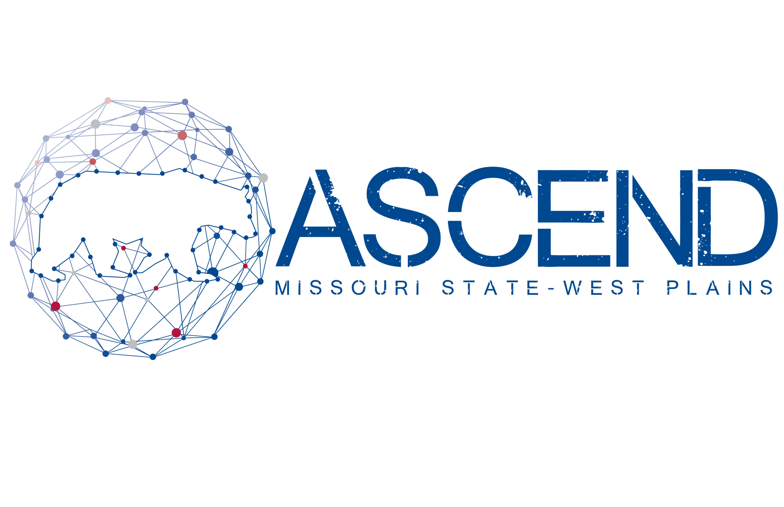 Official logo of the university's Ascend program. Text reads: "ASCEND Missouri State-West Plains" Next to the text is a graphic that creates the outline of a bear.