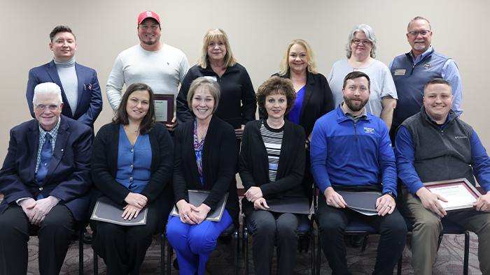 Group photo of employees who were recognized at employee appreciation luncheon